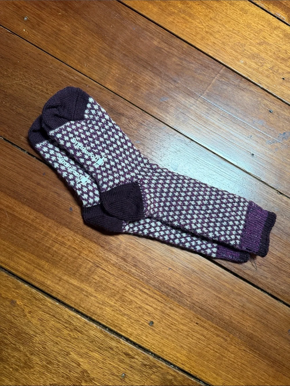 Smartwool Unisex Purple and White Patterned Crew Socks